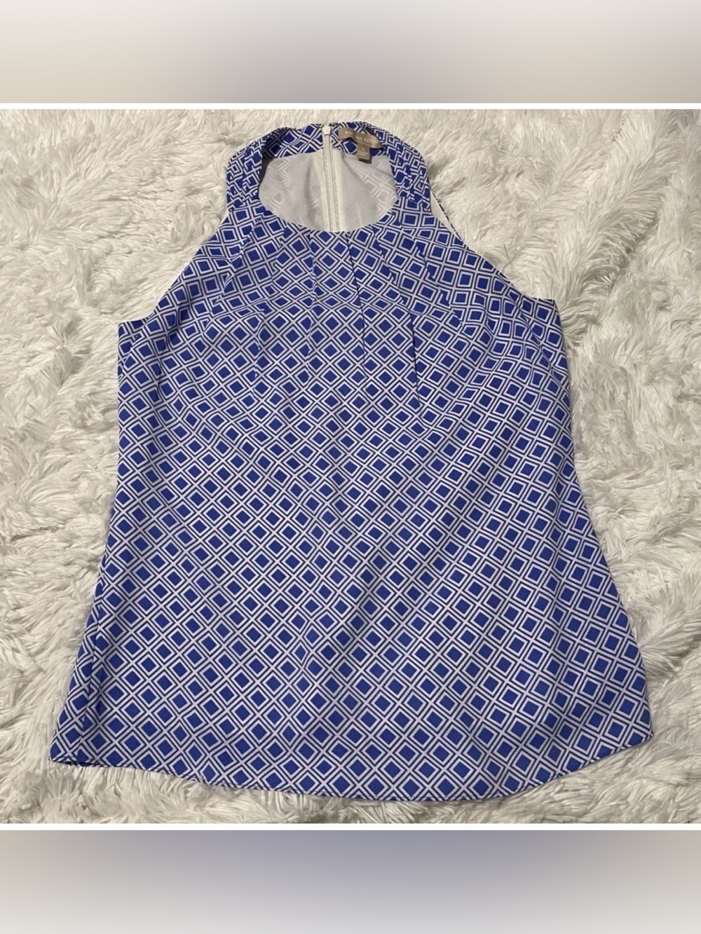 Banana Republic Womens Size O Blue Square Sleeveless Halter Top Blouse - Picture 2 of 9